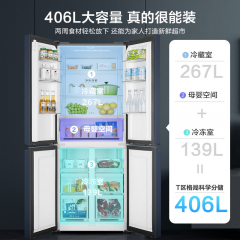 海尔（Haier）BCD-406WLHTDEDB9 十字对开门新一级能效变频超薄家用大容量电冰箱